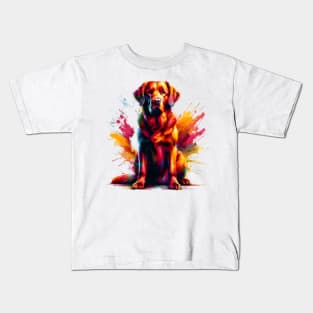 Colorful Abstract Chesapeake Bay Retriever Portrait Kids T-Shirt